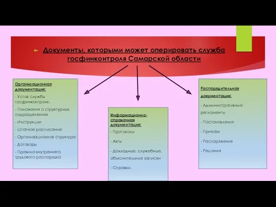 Документы, которыми может оперировать служба госфинконтроля Самарской области Организационная документация: