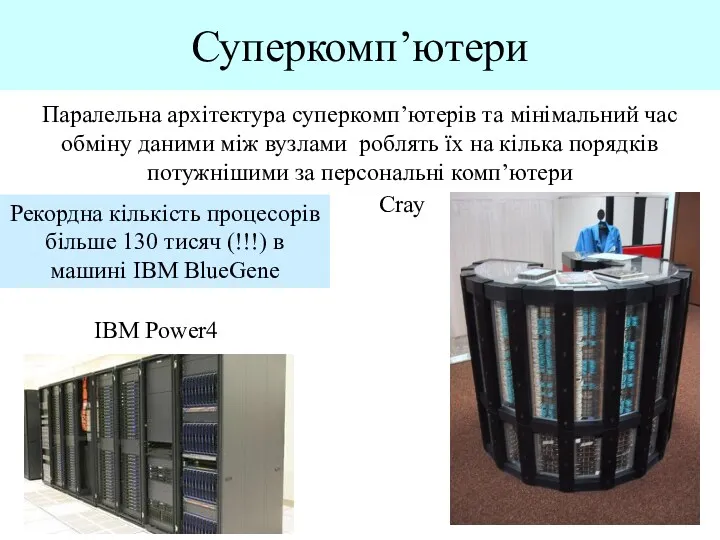 Суперкомп’ютери Паралельна архітектура суперкомп’ютерів та мінімальний час обміну даними між