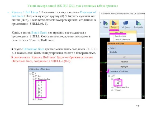 Узнать номера линий (SE, BU, DL), уже созданных в базе