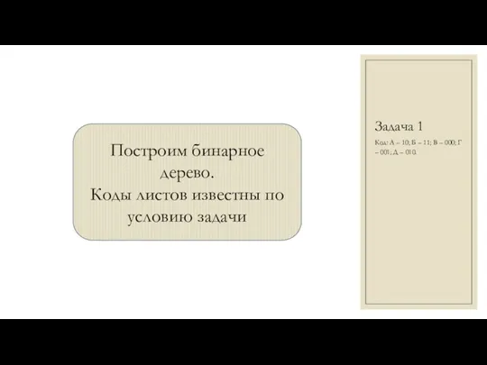 Задача 1 Код: А – 10; Б – 11; В