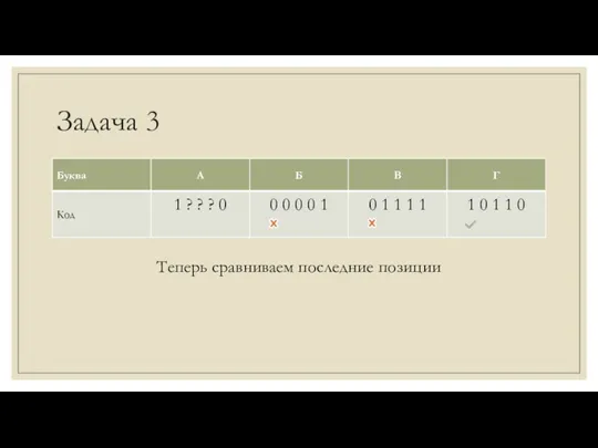 Задача 3 Теперь сравниваем последние позиции