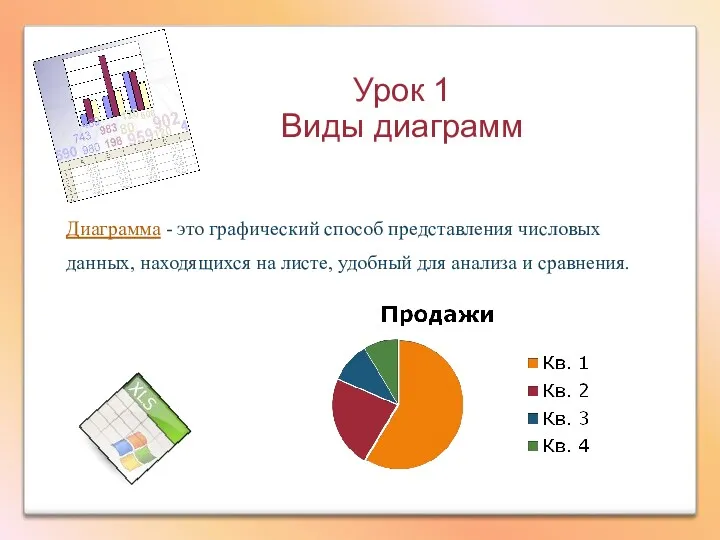 Диаграмма - это графический способ представления числовых данных, находящихся на