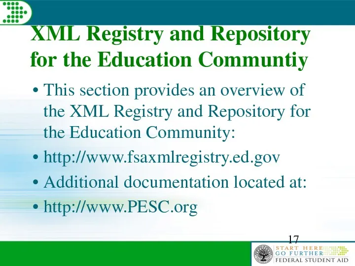 XML Registry and Repository for the Education Communtiy This section