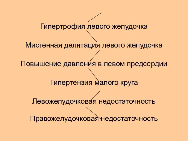 Гипертрофия левого желудочка Миогенная делятация левого желудочка Повышение давления в