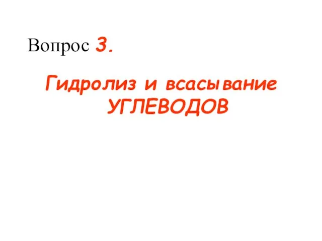 Вопрос 3. Гидролиз и всасывание УГЛЕВОДОВ