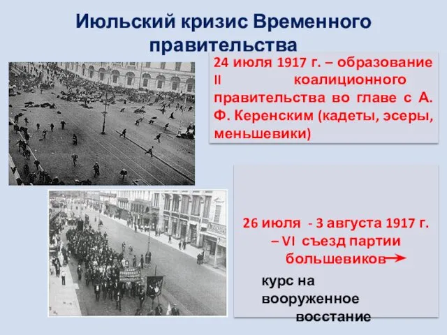 Июльский кризис Временного правительства 24 июля 1917 г. – образование
