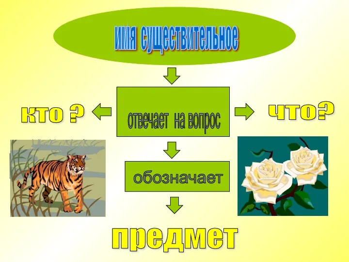 имя существительное кто ? что? предмет отвечает на вопрос обозначает