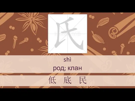 shì род; клан 低 底 民