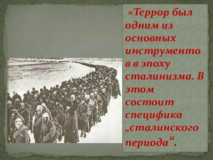 «Террор был одним из основных инструментов в эпоху сталинизма. В этом состоит специфика „сталинского периода“.