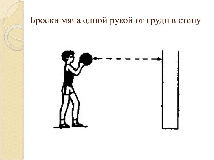 Броски мяча одной рукой от груди в стену