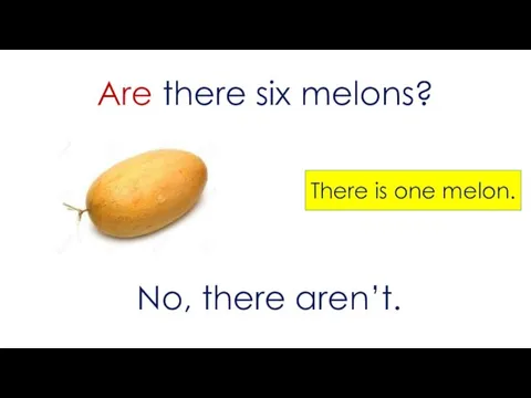 Are there six melons? No, there aren’t. There is one melon.