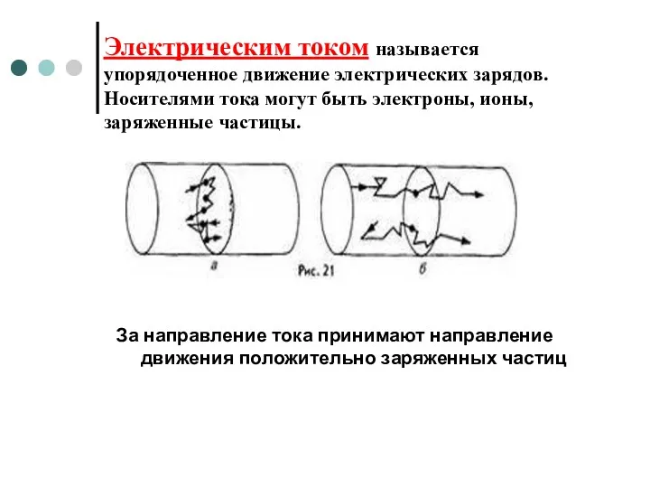 Электрическим током называется упорядоченное движение электрических зарядов. Носителями тока могут