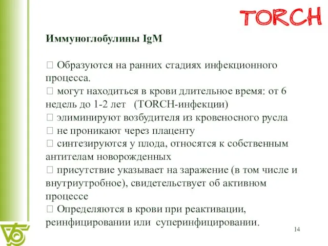 Иммуноглобулины IgM  Образуются на ранних стадиях инфекционного процесса. 