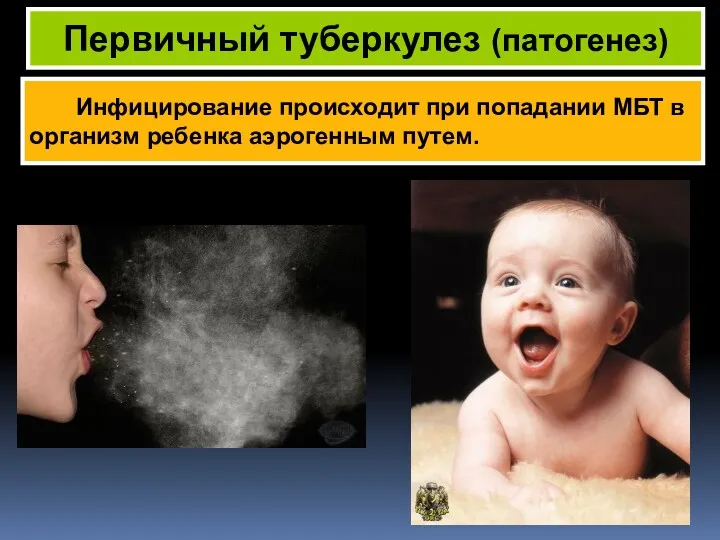 Инфицирование происходит при попадании МБТ в организм ребенка аэрогенным путем. Первичный туберкулез (патогенез)