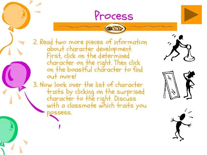 Process 2. Read two more pieces of information about character