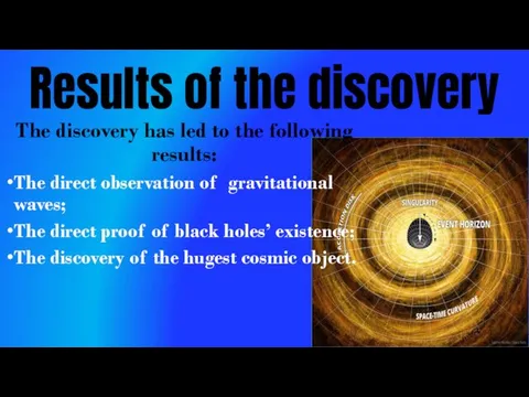 Results of the discovery The discovery has led to the