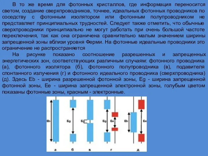 В то же время для фотонных кристаллов, где информация переносится