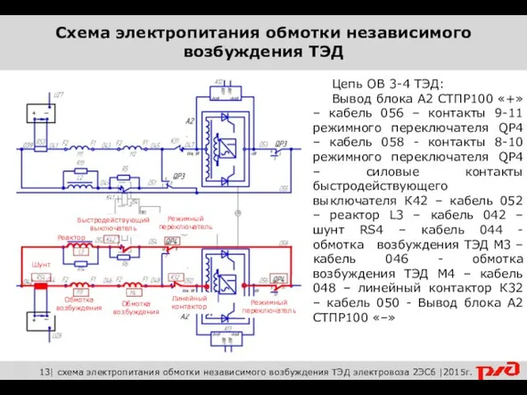 Цепь ОВ 3-4 ТЭД: Вывод блока А2 СТПР100 «+» –