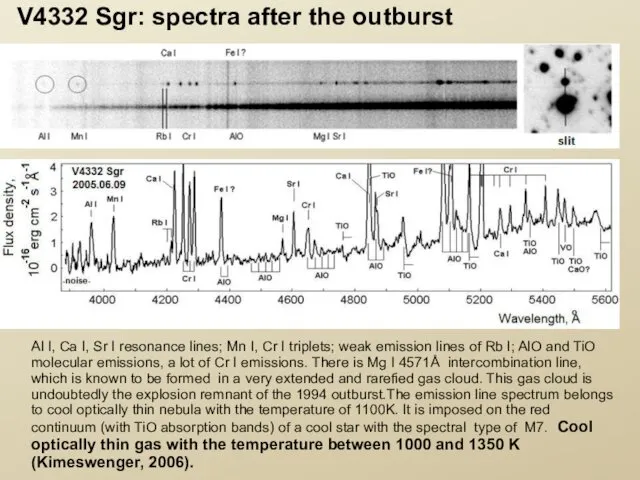 V4332 Sgr: spectra after the outburst Al I, Ca I,