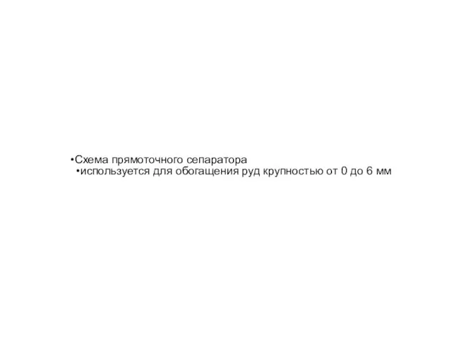 Схема прямоточного сепаратора используется для обогащения руд крупностью от 0 до 6 мм