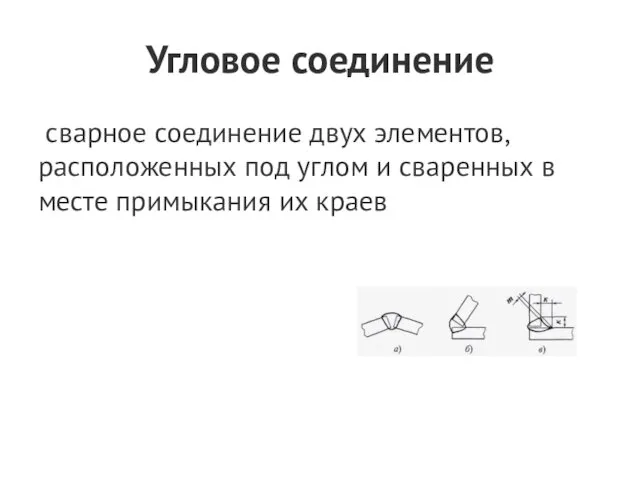 Угловое соединение сварное соединение двух элементов, расположенных под углом и сваренных в месте примыкания их краев