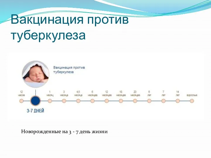 Вакцинация против туберкулеза Новорожденные на 3 - 7 день жизни