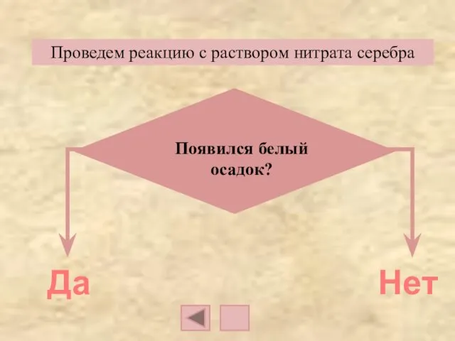 Проведем реакцию с раствором нитрата серебра Появился белый осадок?