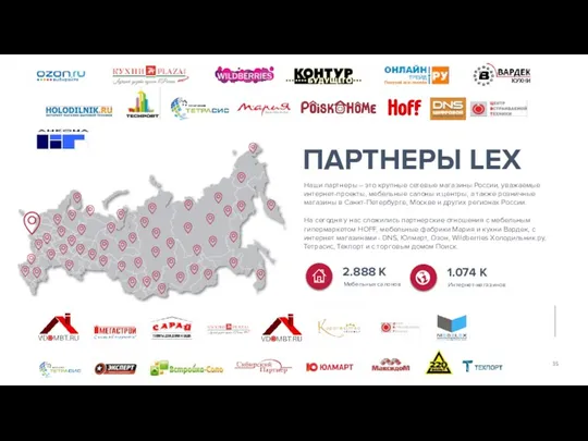 ПАРТНЕРЫ LEX Наши партнеры – это крупные сетевые магазины России,