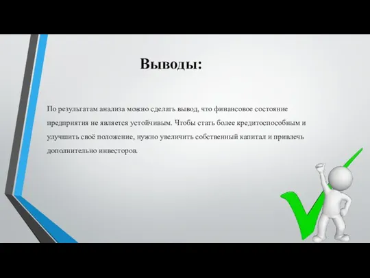 Выводы: По результатам анализа можно сделать вывод, что финансовое состояние