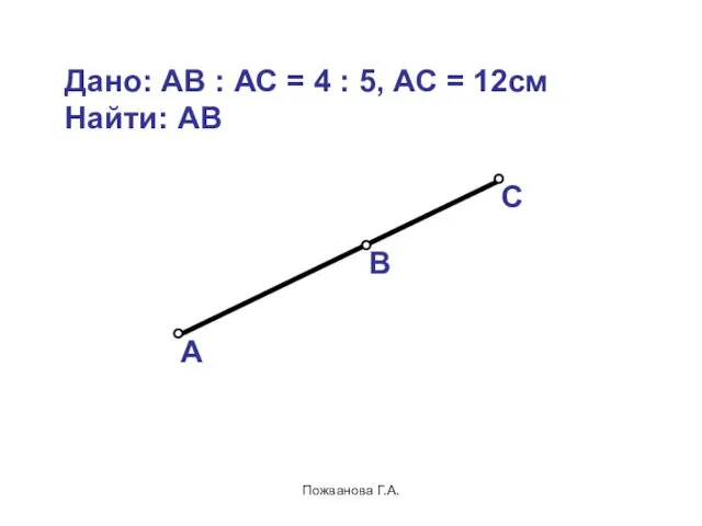 Пожванова Г.А. А В С Дано: АВ : АС =