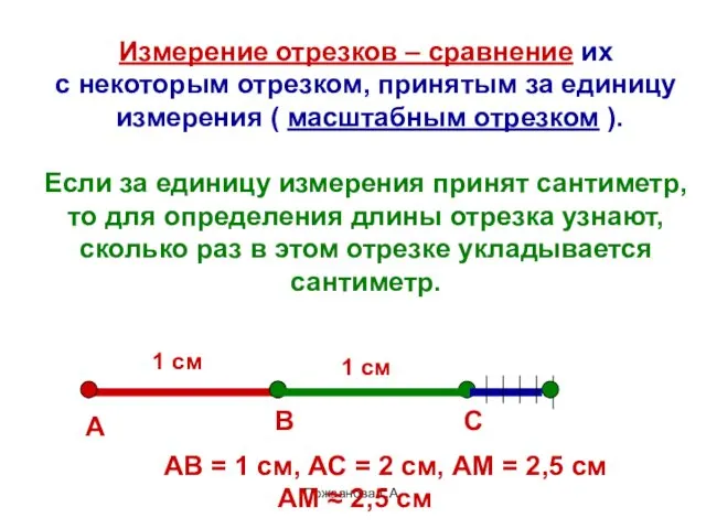 Пожванова Г.А. Измерение отрезков – сравнение их с некоторым отрезком,