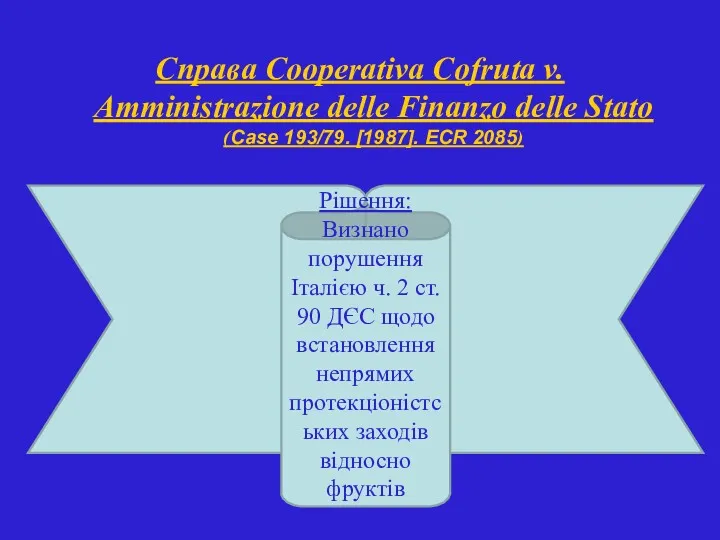 Справа Cooperativa Cofruta v. Amministrazione delle Finanzo delle Stato (Case