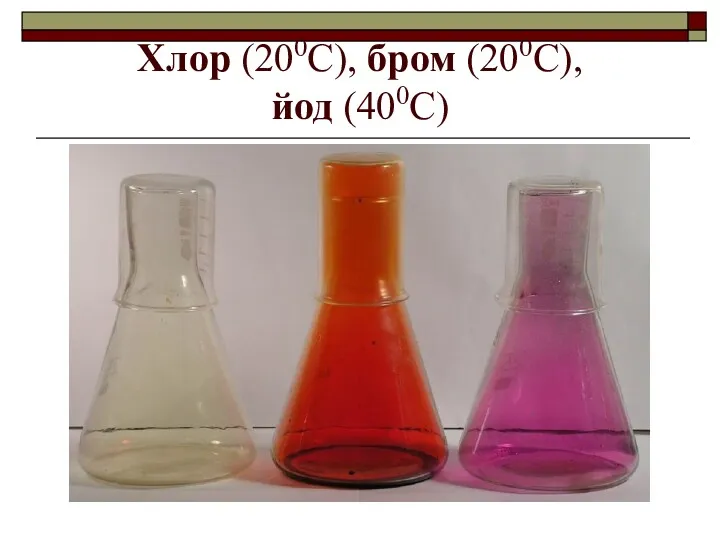 Хлор (200C), бром (200C), йод (400C)