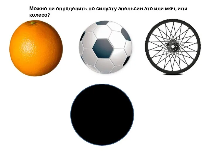 Можно ли определить по силуэту апельсин это или мяч, или колесо?