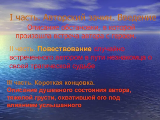 І часть. Авторский зачин. Введение Описание обстановки, в которой произошла