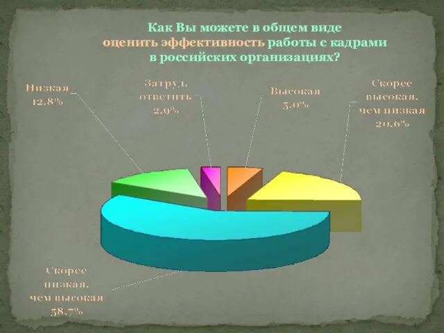 Как Вы можете в общем виде оценить эффективность работы с кадрами в российских организациях?