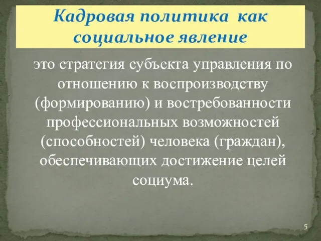 Кадровая политика как социальное явление это стратегия субъекта управления по