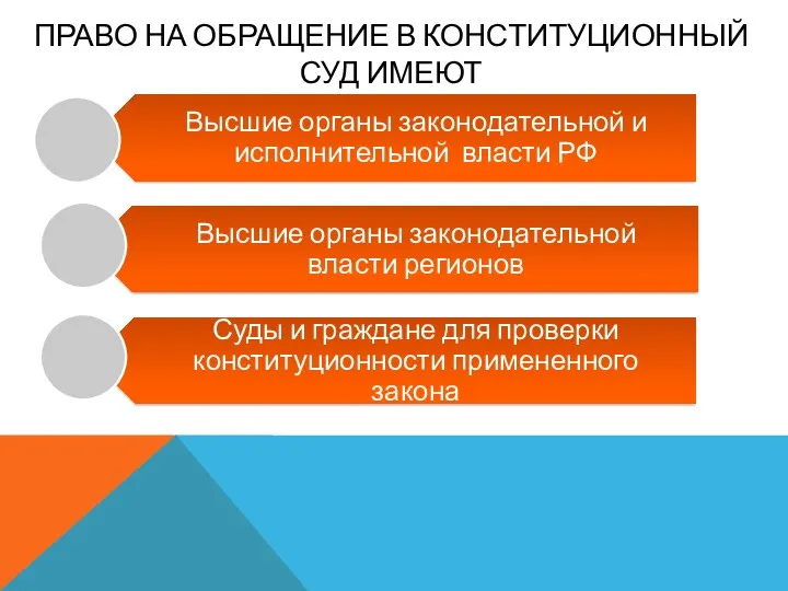 ПРАВО НА ОБРАЩЕНИЕ В КОНСТИТУЦИОННЫЙ СУД ИМЕЮТ