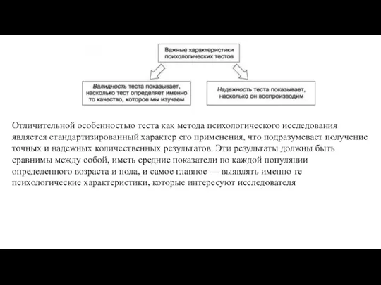 Отличительной особенностью теста как метода психологического исследования является стандартизированный характер