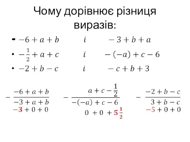 Чому дорівнює різниця виразів: