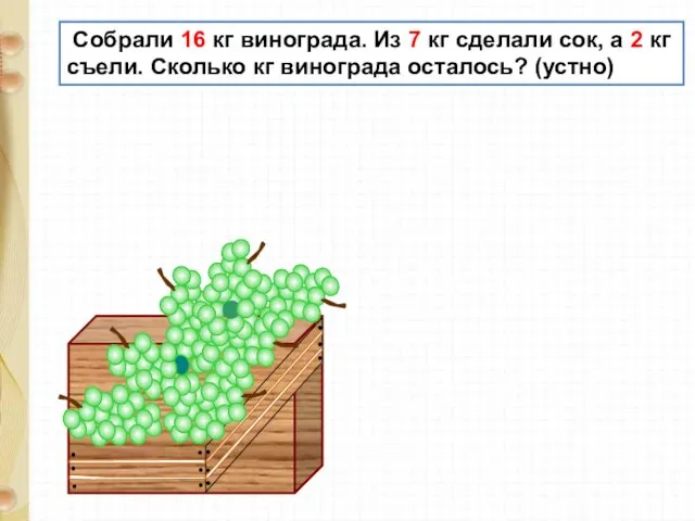 Собрали 16 кг винограда. Из 7 кг сделали сок, а