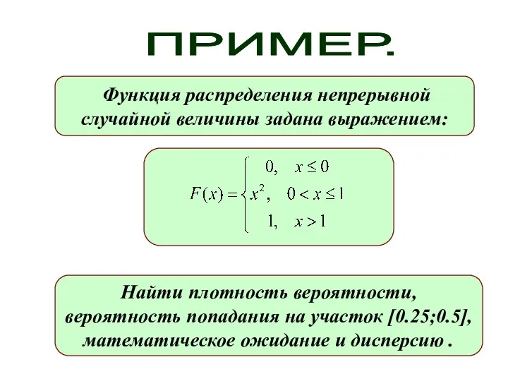 Функция распределения непрерывной случайной величины задана выражением: Найти плотность вероятности,