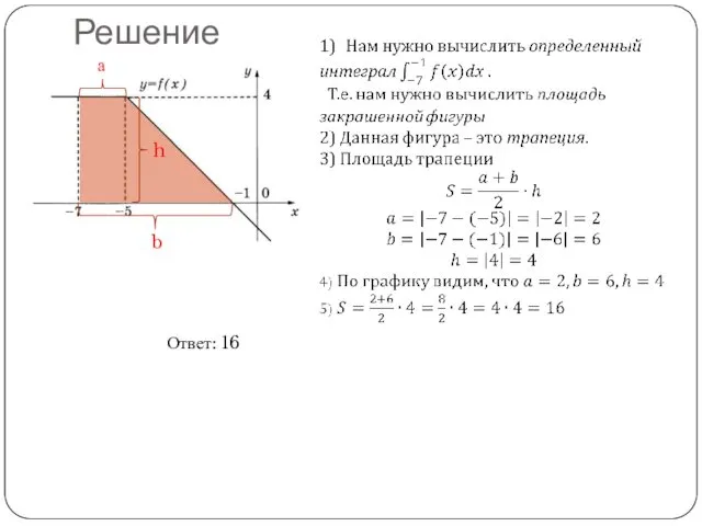 Решение а b h Ответ: 16