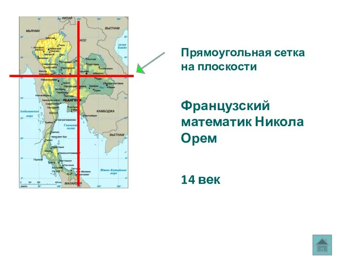 Прямоугольная сетка на плоскости Французский математик Никола Орем 14 век