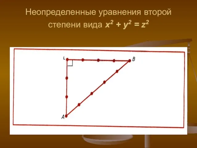 Неопределенные уравнения второй степени вида x2 + y2 = z2