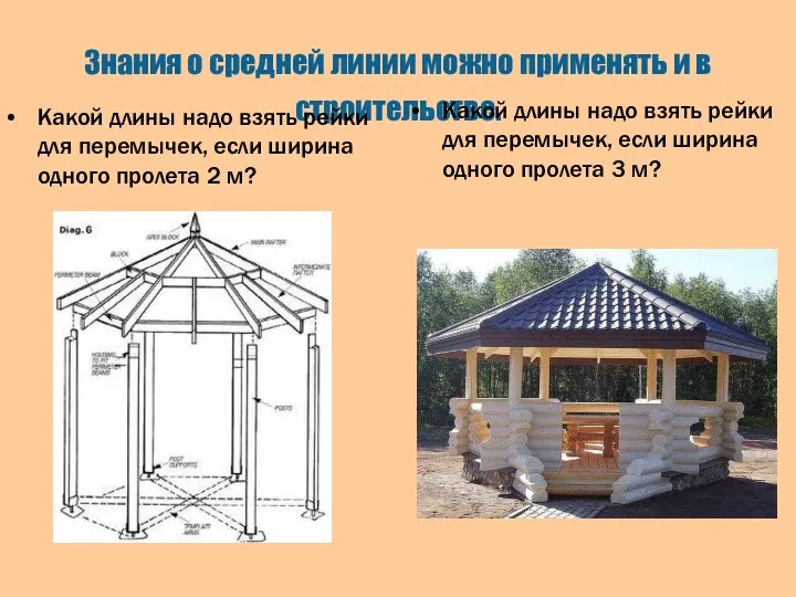 Знания о средней линии можно применять и в строительстве. Какой