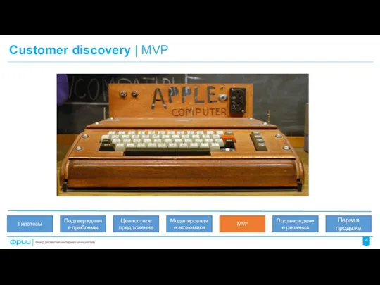 Customer discovery | MVP 4 Ценностное предложение Подтверждение проблемы Моделирование