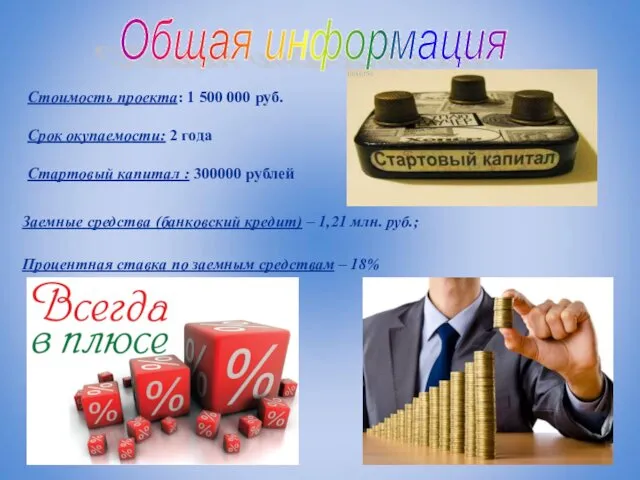 Стоимость проекта: 1 500 000 руб. Срок окупаемости: 2 года