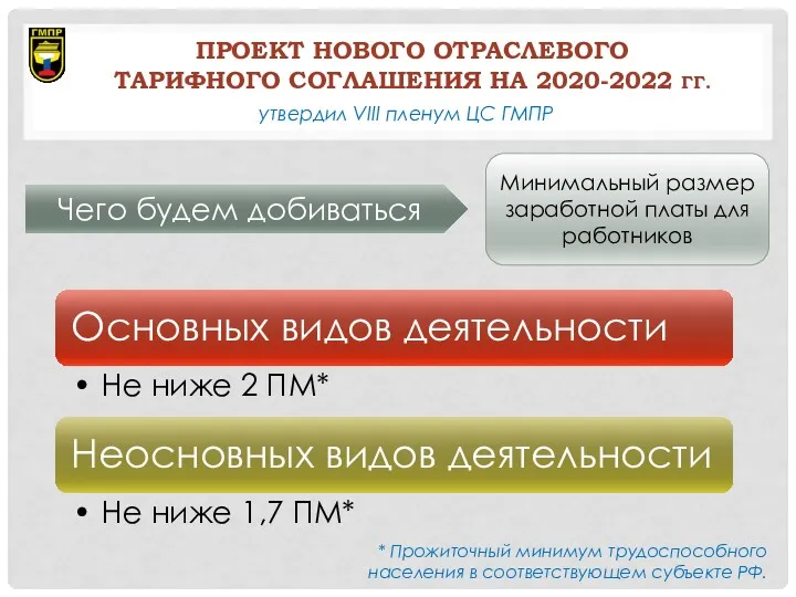 ПРОЕКТ НОВОГО ОТРАСЛЕВОГО ТАРИФНОГО СОГЛАШЕНИЯ НА 2020-2022 ГГ. утвердил VIII