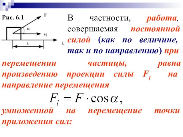 Рис. 6.1 перемещении частицы, равна произведению проекции силы Fl на направление перемещения умноженной